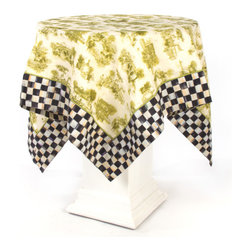 Aurora Toile Table Topper - Green | MacKenzie-Childs - Tablecloths