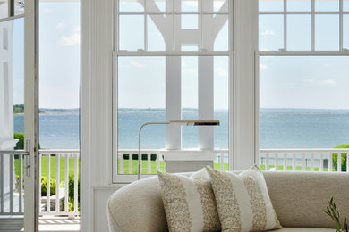 Example of a beach style bedroom design in Providence