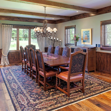 Weathered Antique Flooring and Timbers in an Open Concept Dining Room