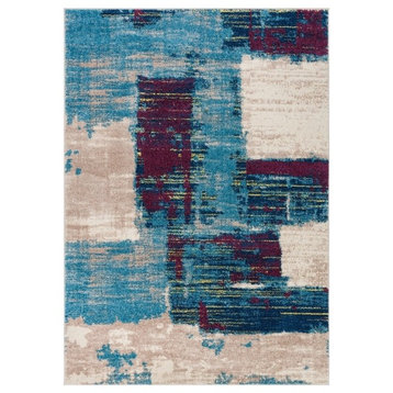 Well Woven Mystic Central Park Modern Vintage Blue   Area Rug 3'3"x5'