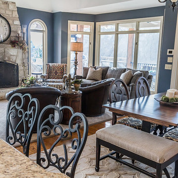 Kitchen and Hearth Room with Elegant, Ski Lodge Feel