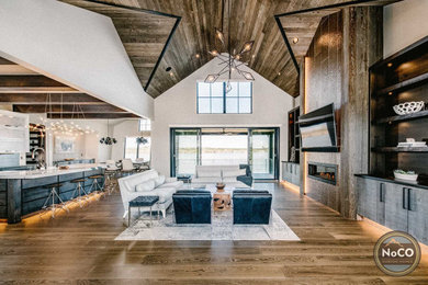 Example of a trendy living room design in Denver