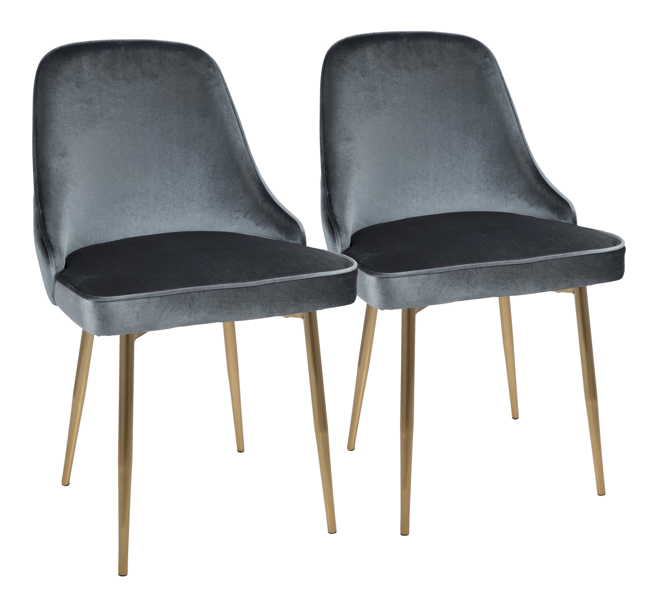 LumiSource Marcel Dining Chair, Set of 2, Blue Velvet, Gold Frame
