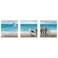 "Sunny Days by the Water" Hand Painted Canvas Art, 60"x20"