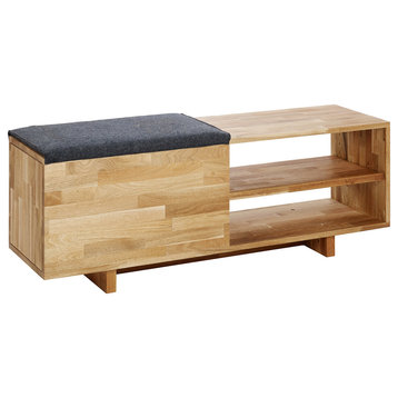 Mash Lax Modern Solid Wood Storage Bench