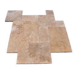 French Pattern Noche Travertine Pavers - Tumbled - Wall And Floor Tile
