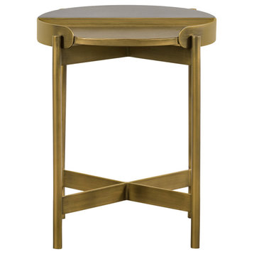 Dua Concrete End Table - Medium Gray Concrete Top, Antique Brass Metal
