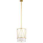 Kichler - Kichler Birkleigh 18.25" 1 Light Pendant, Satin Etched Glass, Gold - The Birkleigh 18.25in. 1 light pendant with satin etched glass features a simple geometric overlay pattern adds dimension and visual interest with its Classic Gold finish. A perfect addition in several aesthetic environments, including traditional and modern.