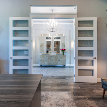 Custom Home Office with Glass French Doors