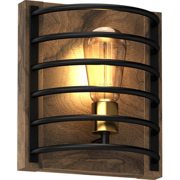 Volume Lighting V6001 Light 10" Tall Wall Sconce - Bronze / Walnut