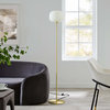 Reprise Glass Sphere Glass and Metal Floor Lamp, White Satin Brass