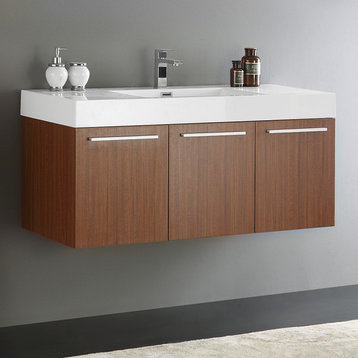 Fresca Vista 48" Teak Wall Hung Cabinet With Integrated Sink