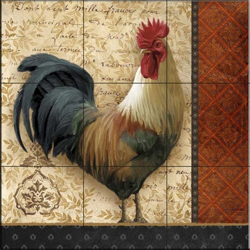 Tile Mural Kitchen Backsplash - A French Rooster II-AW - by Abby White