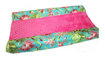 Changing Pad Cover, Floral Minky, Coral Minky
