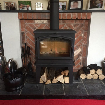 Esse 100 multi-fuel stove with log store, by Embers & Ash