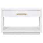 Meridian Furniture - Avery Wood Veneer Night Stand, White - Give your room a makeover with this Avery white wood veneer night stand from Meridian Furniture. This open-spaced, rectangular night stand features rich ash wood veneer and a white finish, ensuring it complements your existing bedroom decor. Complete sets of gold and chrome handles are included so you can choose which color best suits your decor. A small drawer in the front provides you with extra space to store reading glasses, nighttime reading material, and more.