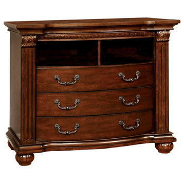 Bowery Hill Traditional 3-Drawer Wood Media Chest in Cherry Finish