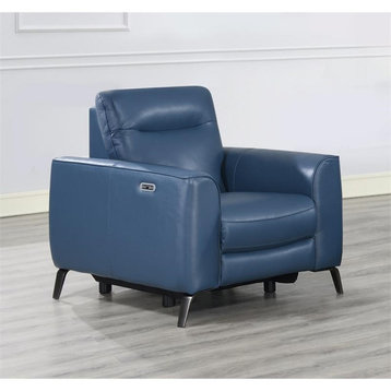 Sansa Ocean Blue Top Grain Leather Power Reclining Chair