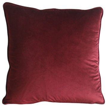 Iris Plush Velvet 20x20 Square Throw Pillow, Cranberry