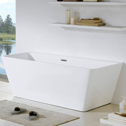 58" x 28" White Rectangle Soaking Free-Standing Bathtub - Bathtubs