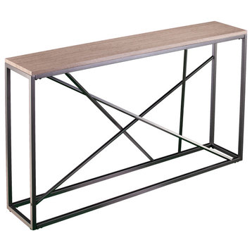 Mannie Faux Stone Skinny Console Table, Gray
