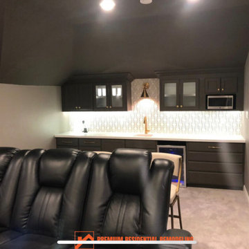 Attic conversion into media room and kitchenette