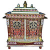 Beautiful Multicolor Home Puja Mandir Hindu Temple Mandapam Altar with doors