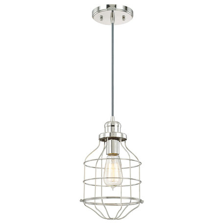 7.5"W Daudin 1-Light Pendant Light Polished Nickel Finish