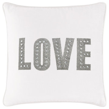 Sparkles Home Love Montaigne Pillow, White Velvet, 16x16"