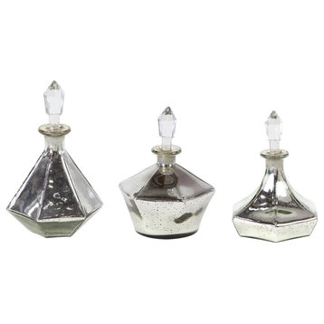 Glam Silver Glass Decorative Jars Set 24718