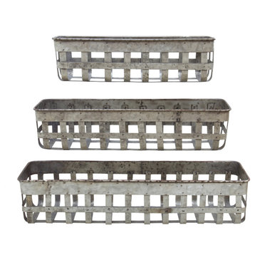 Rectangle Open Weave Iron Baskets, 3-Piece Set