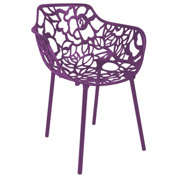 Leisuremod Modern Devon Aluminum Chair With Arm, Purple