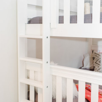 White Classic Bunk Bed with Ladder on end for Teens