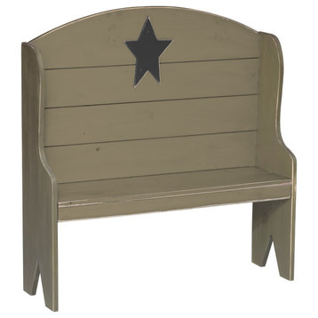 Farmhouse Pine Deacon's Bench With Country Star, Olive Green