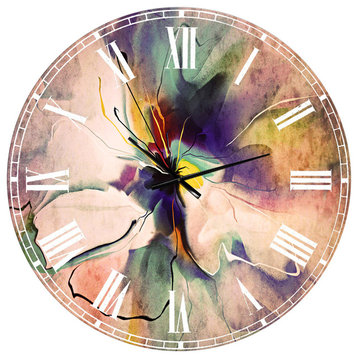 Abstract Creative Blue Flower Oversized Floral Metal Clock, 36"x36"