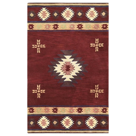 Alora Decor Ryder 3' x 5' Tribal Burgundy/Tan/Sage/Navy Hand-Tufted Area Rug