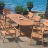 9-Piece Outdoor Teak Dining Set: 94" Masc Oval Table, 8 Celo Stacking Arm Chairs