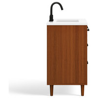 The Bailey Bathroom Vanity, Teak, 30", Single Sink, Freestanding