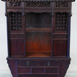 Chinese Antique Meditation Shrine Cabinet with Coffer Base - China Cabinets And Hutches