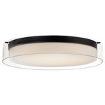 Maxim Lighting - Duo 20'' Round Flush Mount, Black - A double glass shade advances the double shade design with the integration of sleek and modern integration of design. Satin White inner glass shades are surrounded by a transparent Clear outer glass, available in your choice of Satin Nickel or Black finished base and supports.