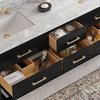 Arcadia Bath Vanity, Black Onyx, 72", Gold Hardware, Double, Freestanding