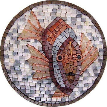 Fish Medallion Mosaic, 12"x12"