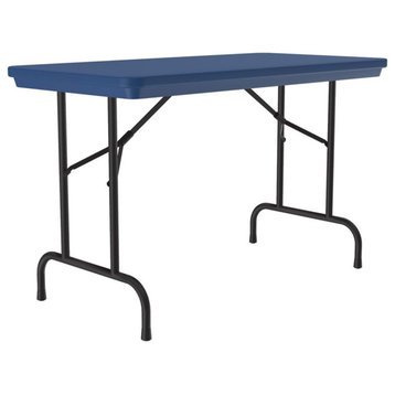 Correll 24"W x 48"D H.D. Plastic Blow-Molded Folding Table in Blue