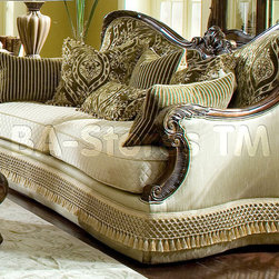 "Michael Amini" Wood Trim Sofa, Chateau Beauvais Collection - Sofas