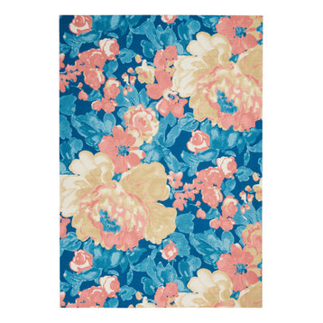 Waverly Sun N' Shade French Country Floral Blue 7'9"x10'10" In/Outdoor Area Rug