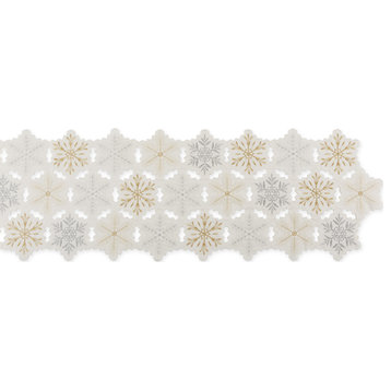Embroidered Snowflakes Table Runner 14x108
