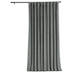 Half Price Drapes - Signature Silver Gray Velvet Blackout Curtain Single Panel, 100"x108" - The large Signature Silver Gray Velvet Blackout Curtain is made from 100% poly velvet for excellent durability, easy maintenance, and an irresistibly soft touch. Complete with plush blackout lining, this product blocks out all unwanted light and ensures optimal privacy levels. With its tasteful silver gray tone, this blackout curtain from Exclusive Fabrics & Furnishings, LLC makes a sophisticated yet unpretentious addition to your living space.