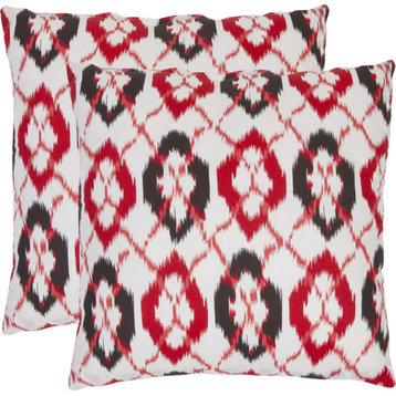 Argyle Pillow (Set of 2) - Red, Polyester, 22"x22"