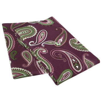 Paisley or Solid Cotton Flannel 2-Piece Pillowcase Set, King, Purple