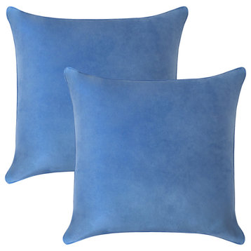A1HC Soft Velvet Pillow Covers, YKK Zipper, Set of 2, Prussian Blue, 24"x24"